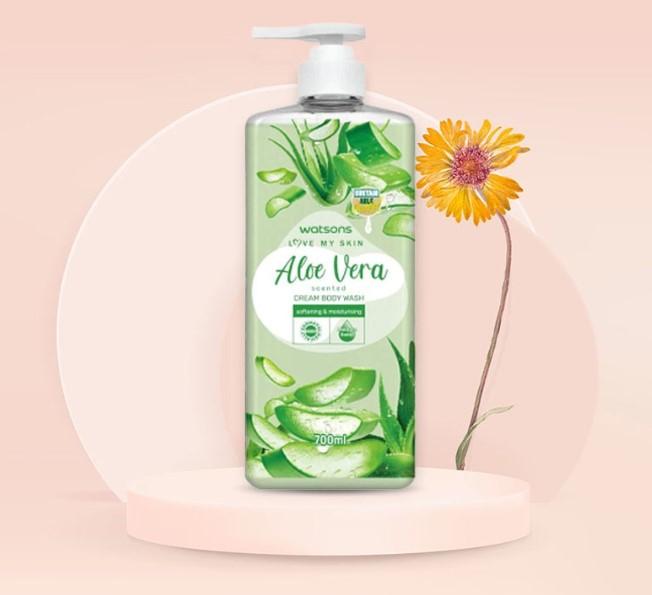 Kem tắm Watsons Love My Skin Aloe Vera Scented Cream Body Wash