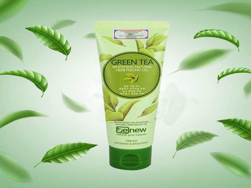 Kem tẩy tế bào da chết trà xanh sạch mụn trắng da Benew Green Tea Peeling Gel