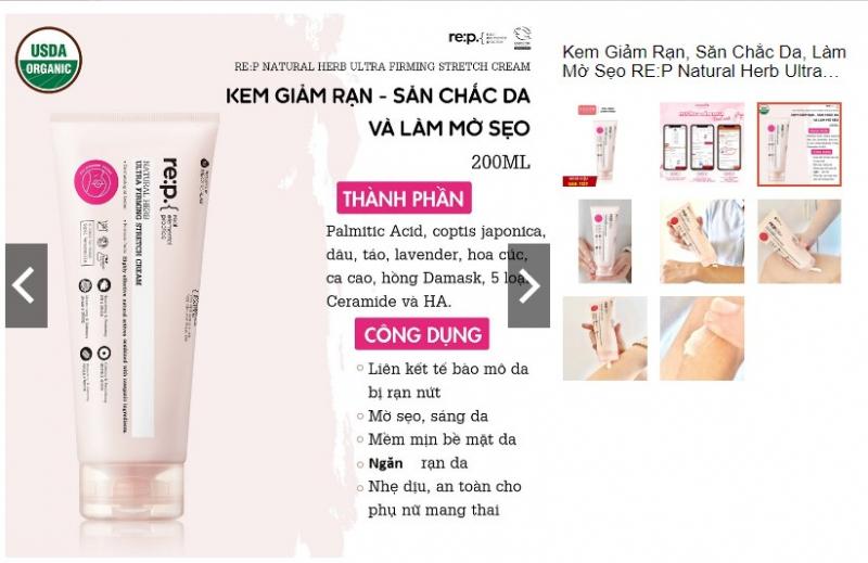 Kem trị rạn da Re:p Natural Herb Ultra Firming Stretch Cream