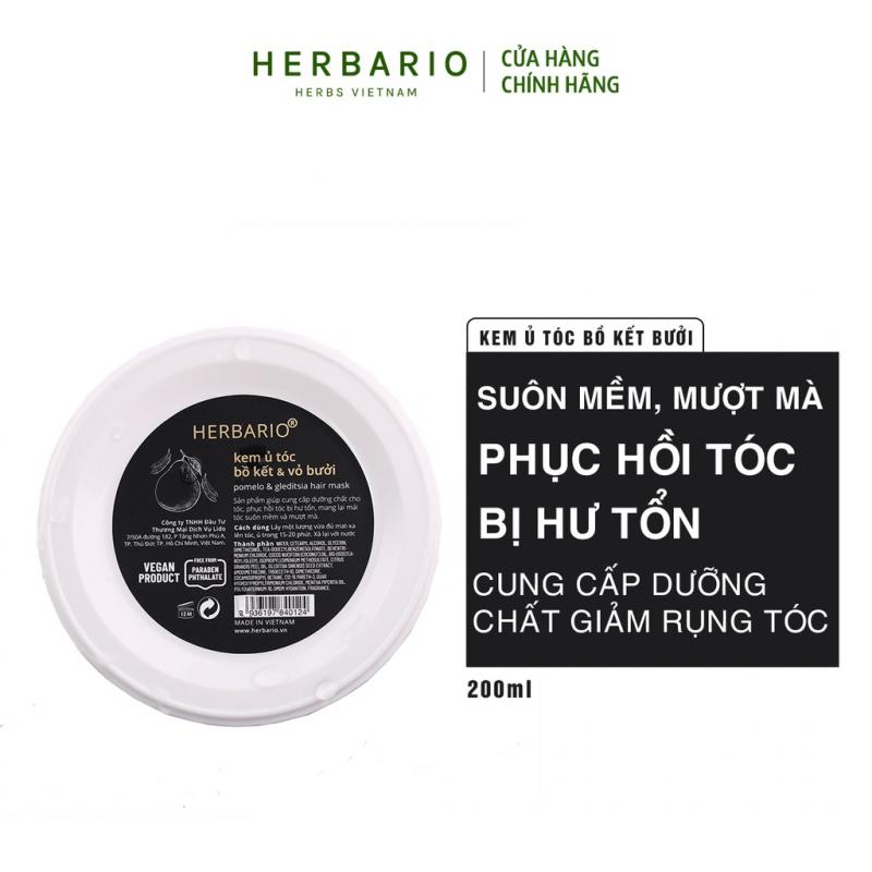 Kem ủ tóc bồ kết & vỏ bưởi Herbario giúp tóc óng ả, mềm mại