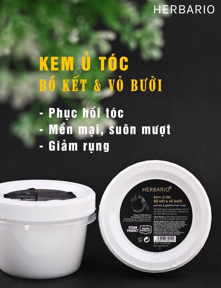 Kem ủ tóc bồ kết & vỏ bưởi herbario thuần chay