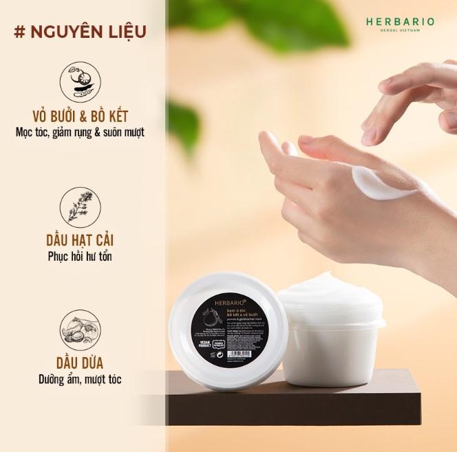 Kem ủ tóc bồ kết và vỏ bưởi Herbario