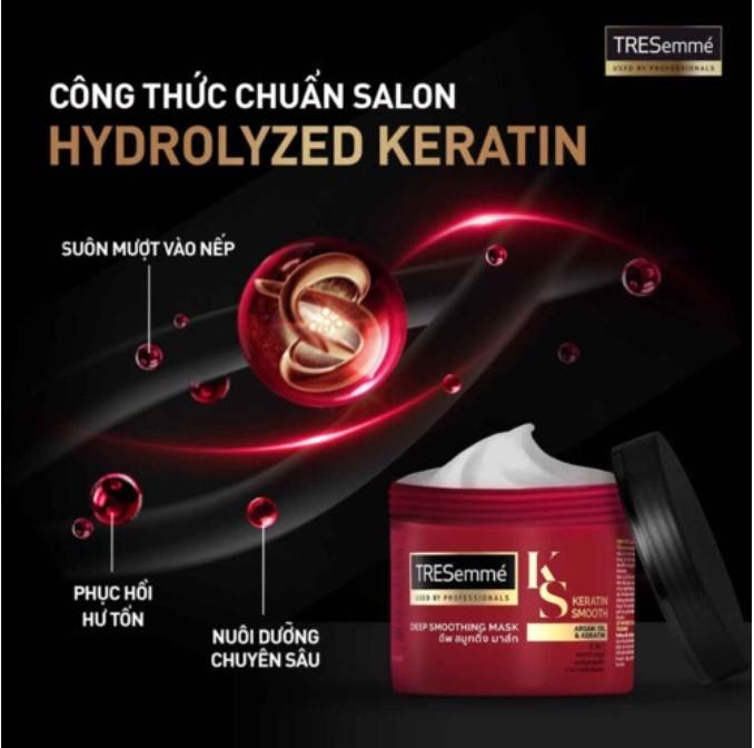 Kem ủ TRESemmé Keratin Smooth tinh dầu Argan vào nếp suôn mượt