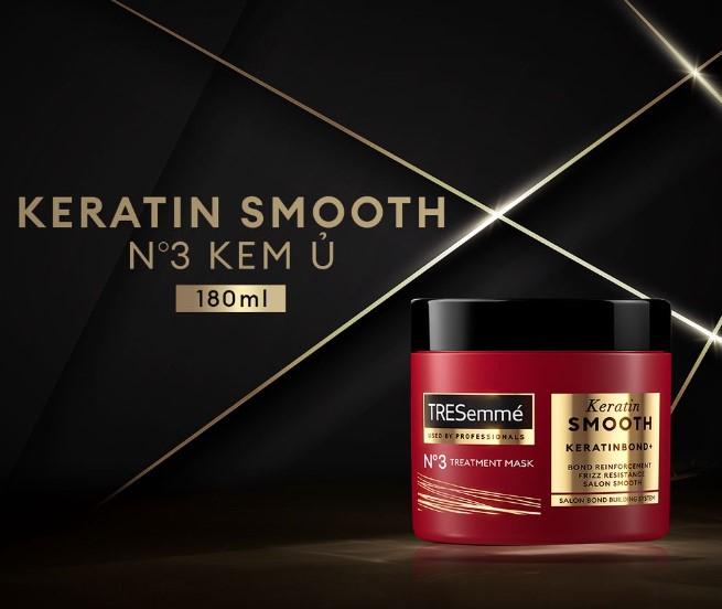 Kem ủ TRESemmé Keratin Smooth tinh dầu Argan vào nếp suôn mượt