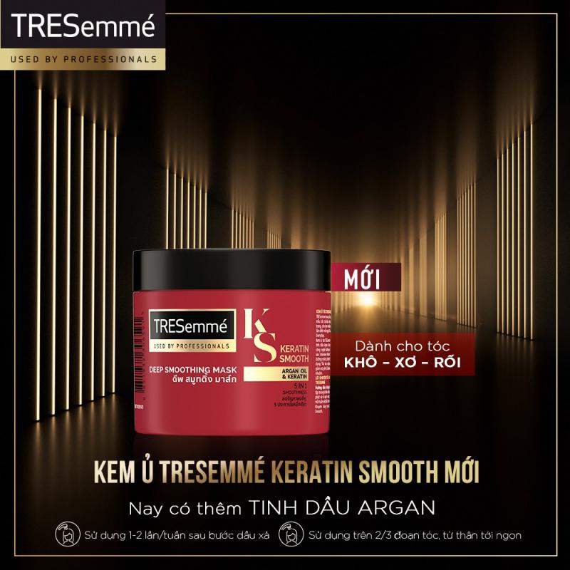 Kem ủ TRESemmé Keratin Smooth tinh dầu Argan vào nếp suôn mượt