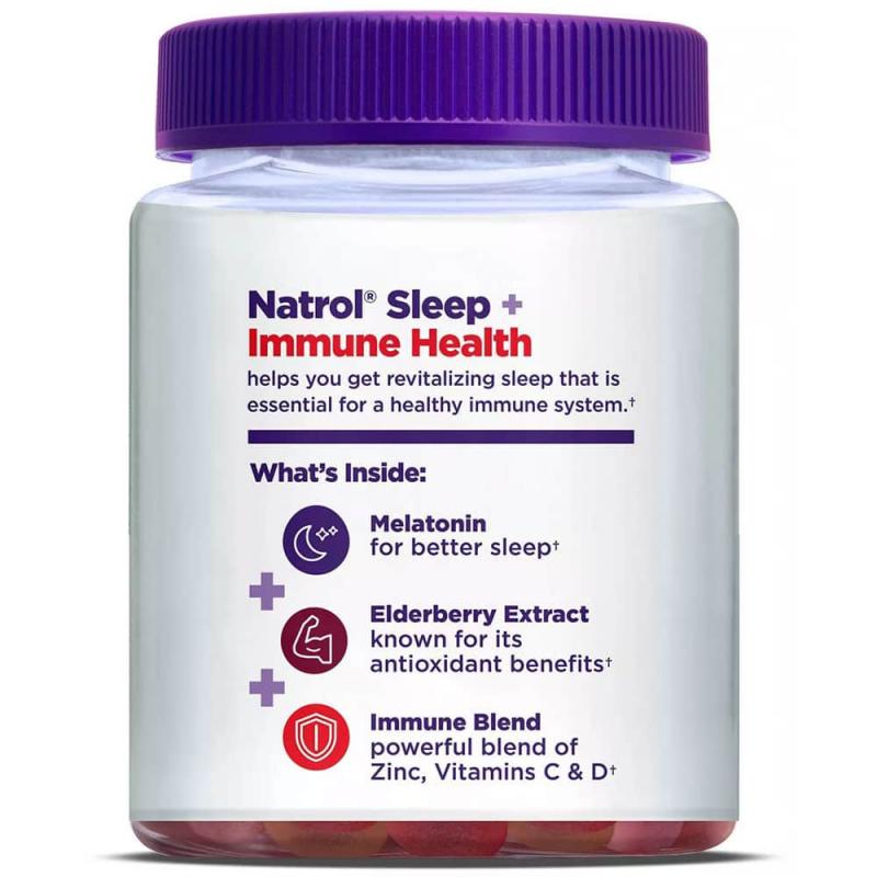Natrol Sleep Immune Health Melatonin + Elderberry Zinc Vitamin C & EASY Gummies