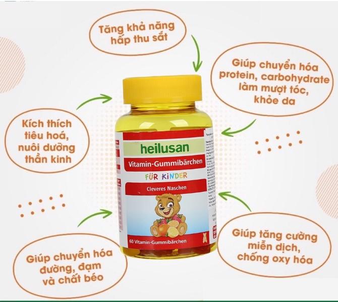 Kẹo dẻo Vitamin Gummibarchen Heilusan kích thích bé ăn ngon, tiêu hóa tốt