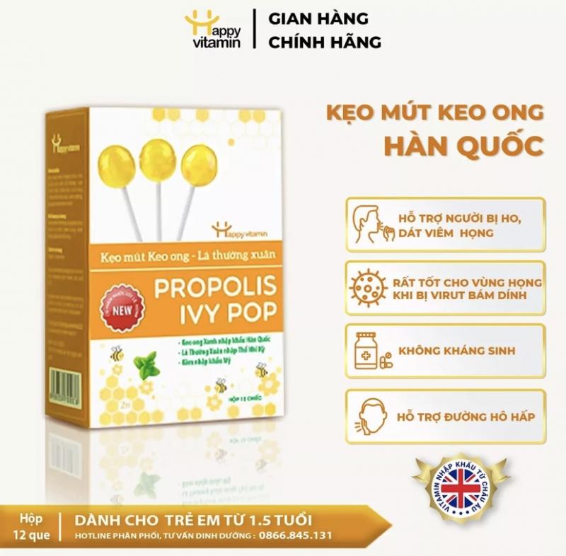 Kẹo mút keo ong lá thường xuân Happy Vitamin