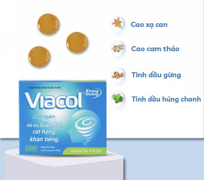 Kẹo ngậm ho không đường Viacol