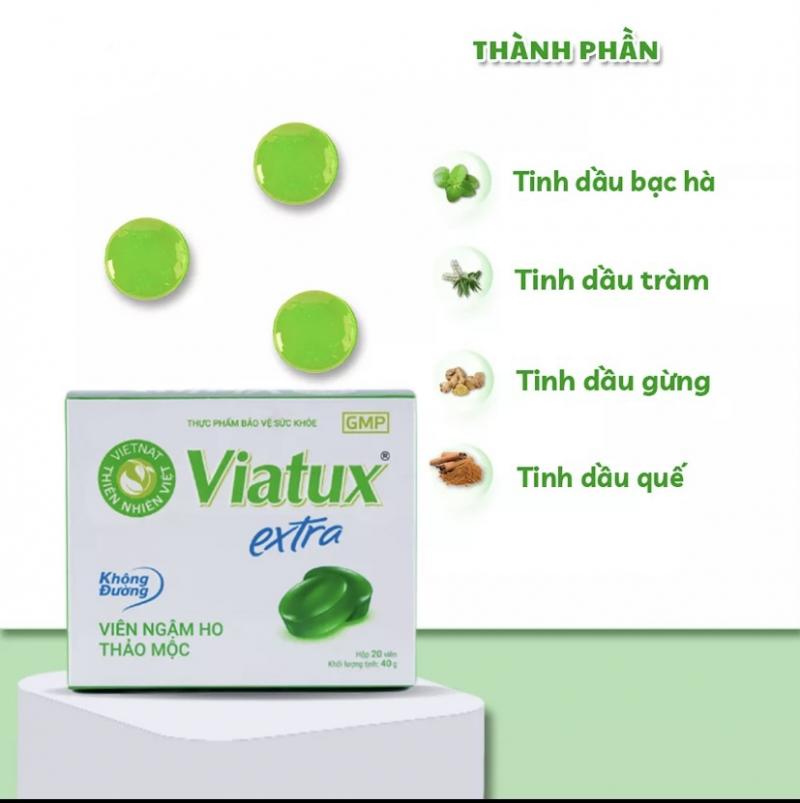 ￼Kẹo ngậm ho không đường Viatux Extra