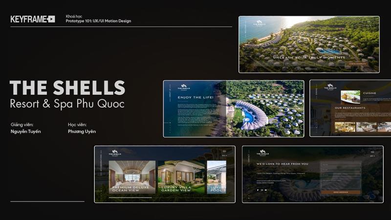 Tác phẩm thiết kế website của học viên Phương Uyên tại Keyframe Multimedia, khóa học UX/UI Motion Design