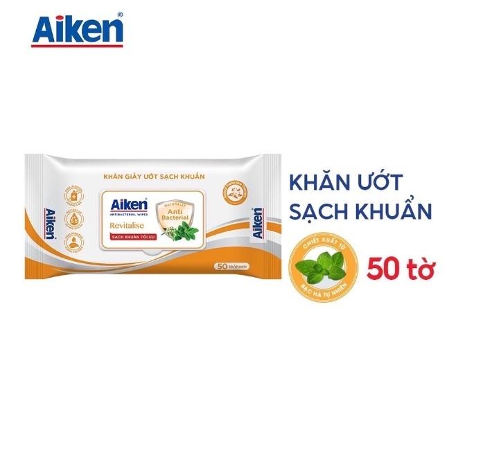 Khăn ướt sạch khuẩn Aiken chiết xuất bạc hà