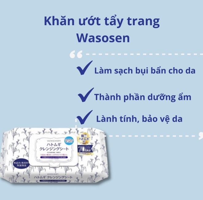 Khăn ướt tẩy trang Hatomugi Wasosen