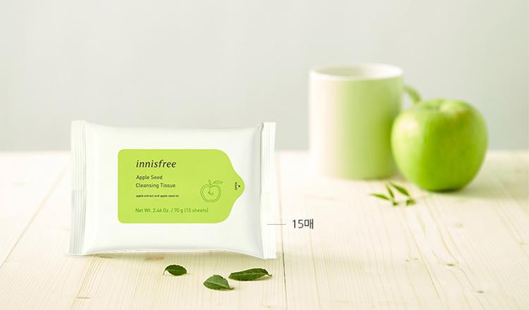 Khăn ướt tẩy trang innisfree Apple Seed Cleansing Tissue 15 tờ