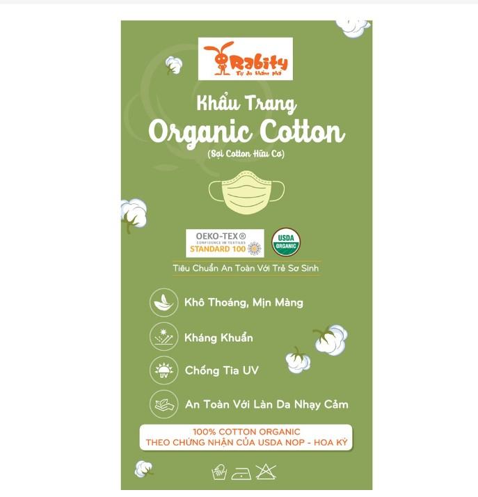 Khẩu trang kháng khuẩn Organic Cotton Rabity