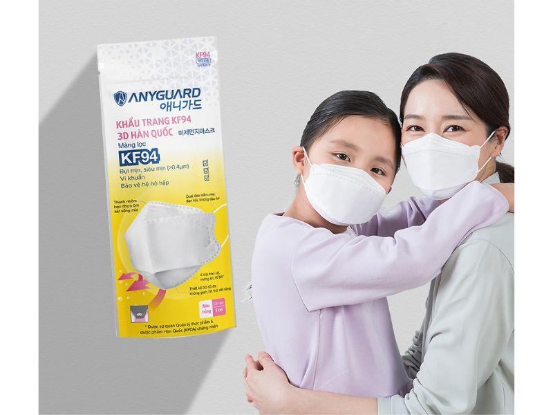 Khẩu trang trẻ em Anyguard KF94 Form 3D