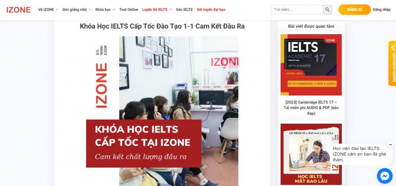 Khóa học IELTS cấp tốc đào tạo 1-1 cam kết đầu ra của IZONE