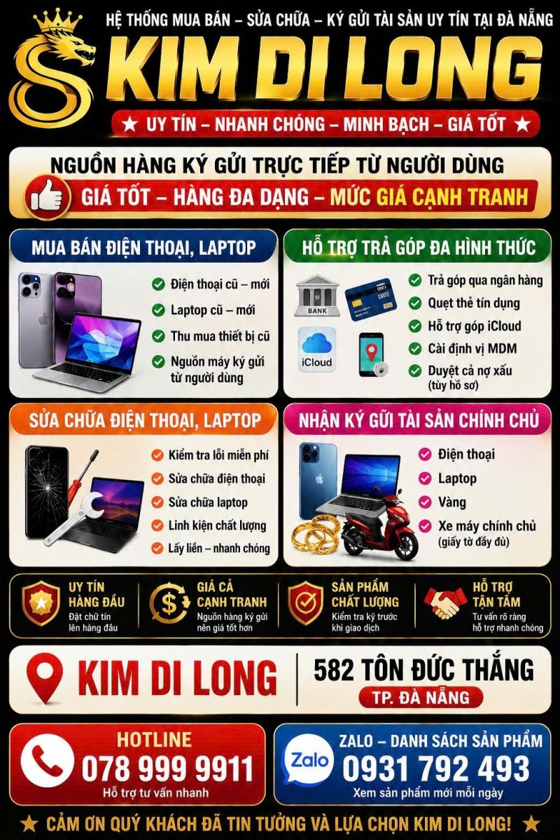 KIM DI LONG MOBILE – Mua bán điện thoại cũ giá tốt, uy tín tại Đà Nẵng