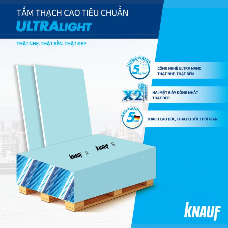 Tấm cao cấp UltraLight sử dụng công nghệ Ultra Nano giúp giảm trọng lượng sản phẩm (Nguồn: Knauf Việt Nam)