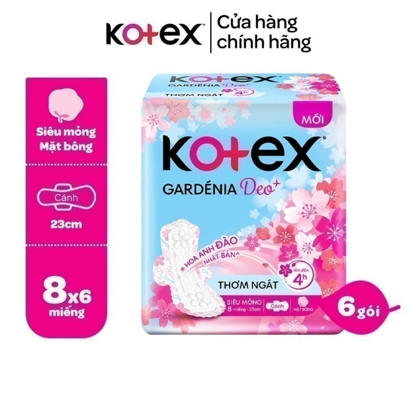 Kotex Gardenia Deo+ Hoa Anh Đào mặt bông siêu mỏng 23cm