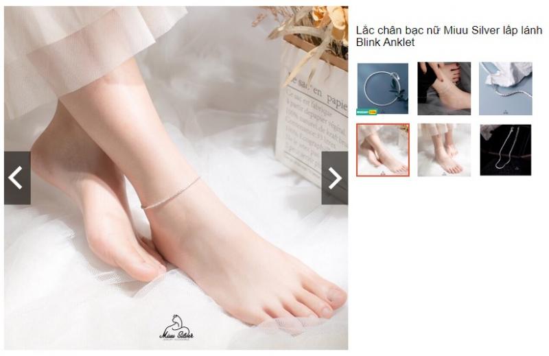 Lắc chân bạc nữ Miuu Silver lấp lánh Blink Anklet