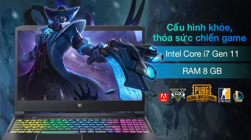 Laptop Acer Predator Helios PH315 54 78W5 i7 11800H/8GB/512GB/4GB RTX3050Ti/144Hz/Balo/Win10 (NH.QC5SV.001)