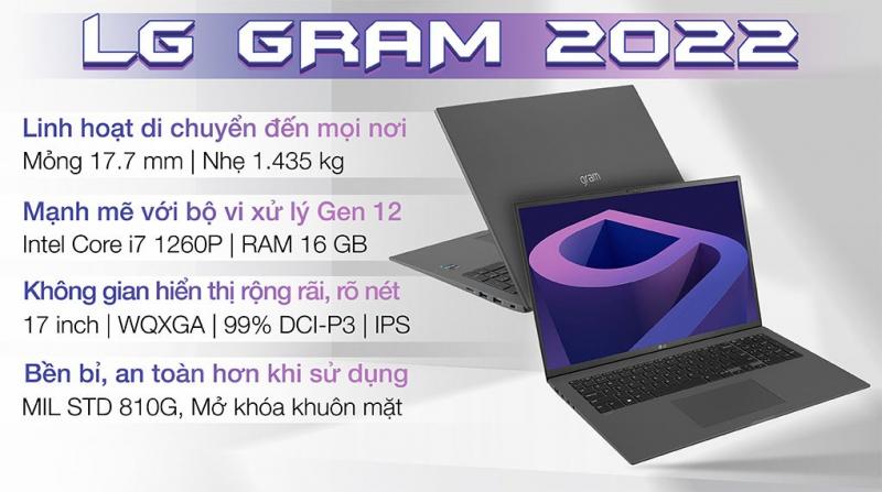 Laptop LG Gram 2022 17Z90Q-G.AH74A5