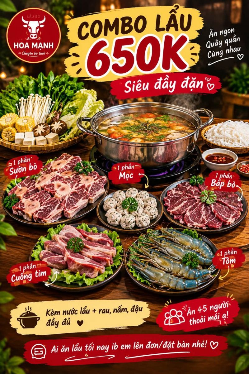 Top 3: Lẩu Bò Hoa Mạnh