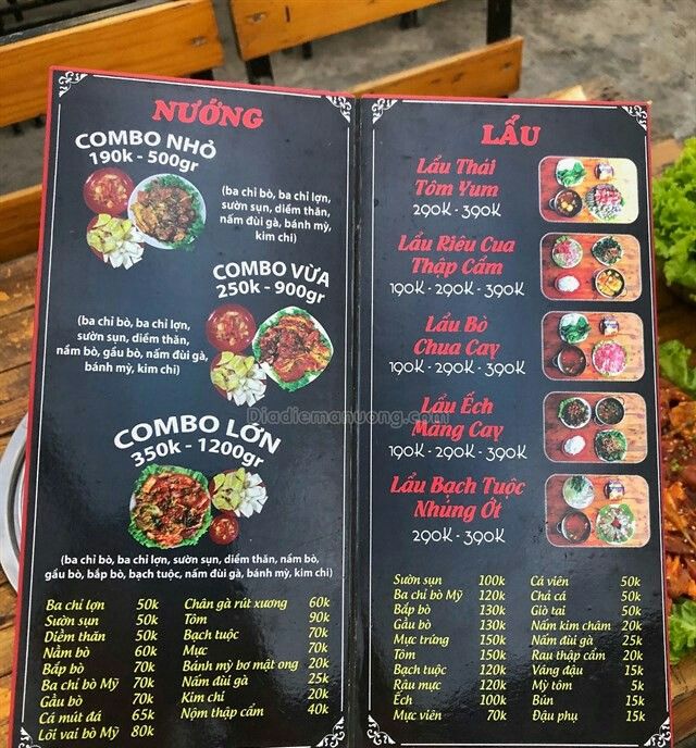 Menu của quán