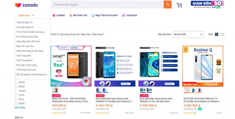 Website mua sắm Smartphone uy tín