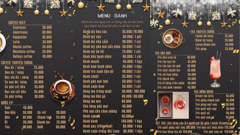 Menu bánh tại Legado Coffee Cake