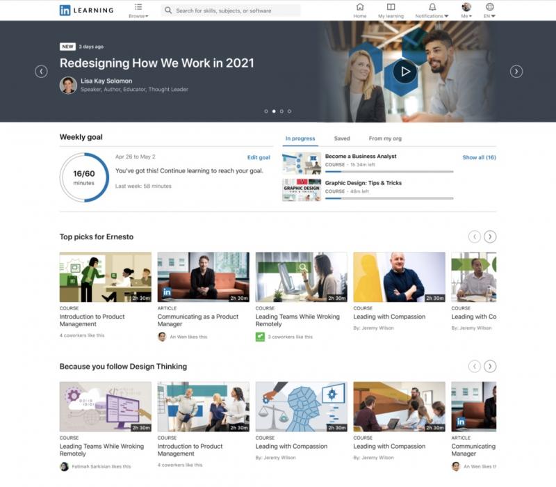 Website giáo dục trực tuyến Linkedin Learning