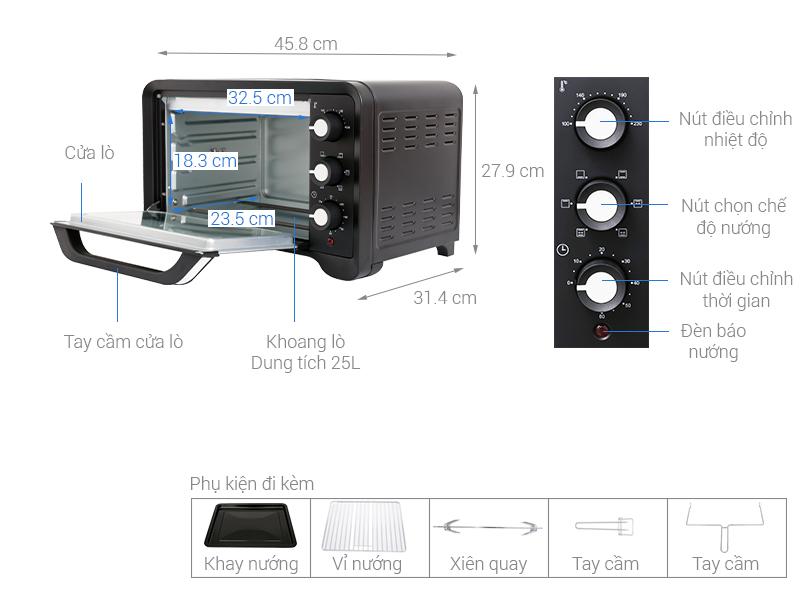 Lò nướng Sanaky VH259S2D 25 lít