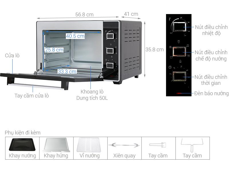 Lò nướng Sanaky VH5099S2D dung tích 50 lít