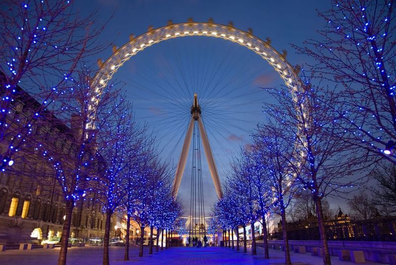 ﻿London Eye nằm ở phía tây của công viên Jubilee Gardens