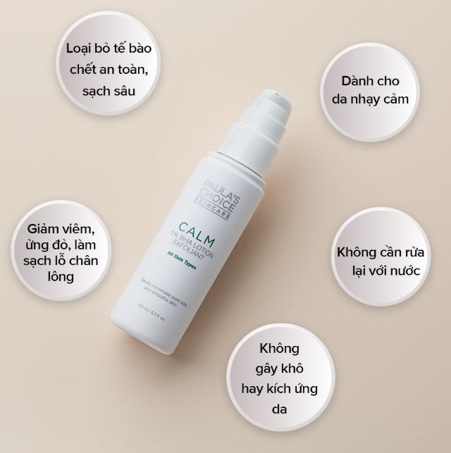 Lotion tẩy da chết dịu nhẹ phù hợp cho da nhạy cảm Paula's Choice Calm Redness Relief 1% BHA Lotion Exfolia