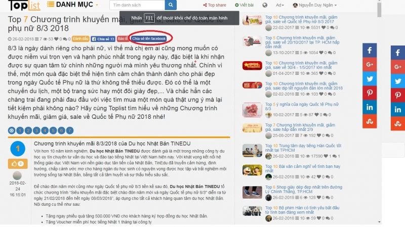 Bạn cần click vào nút [ chia sẻ lên facebook] thì lượt chia sẻ đó mới được tính để kiếm tiền