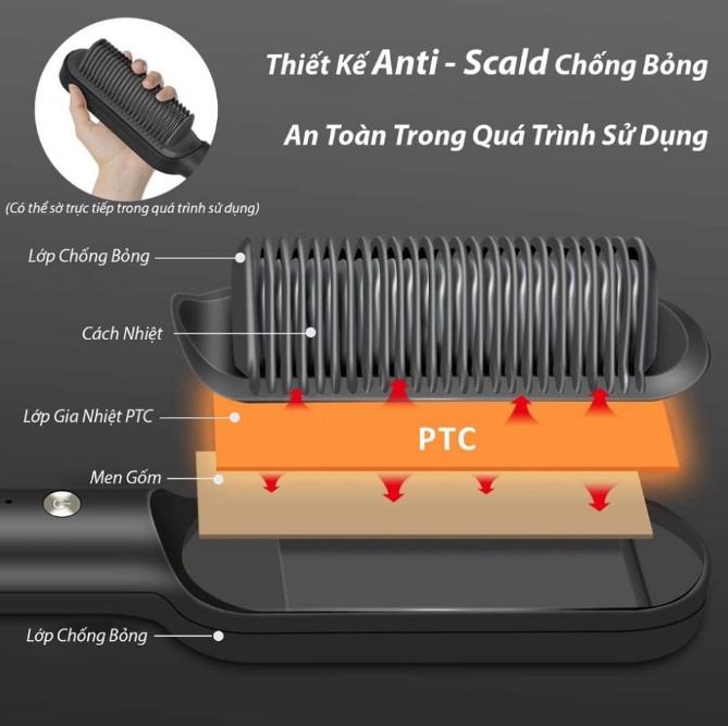 Lược điện chải thẳng tóc Broorui 01