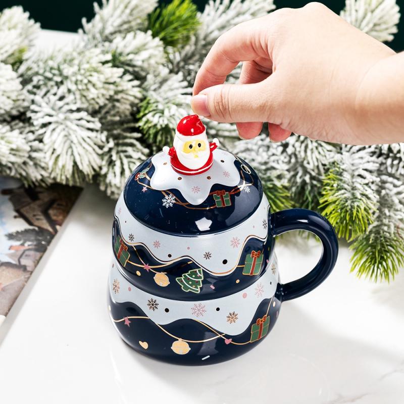 Ly cốc sứ Giáng sinh in họa tiết Noel dễ thương