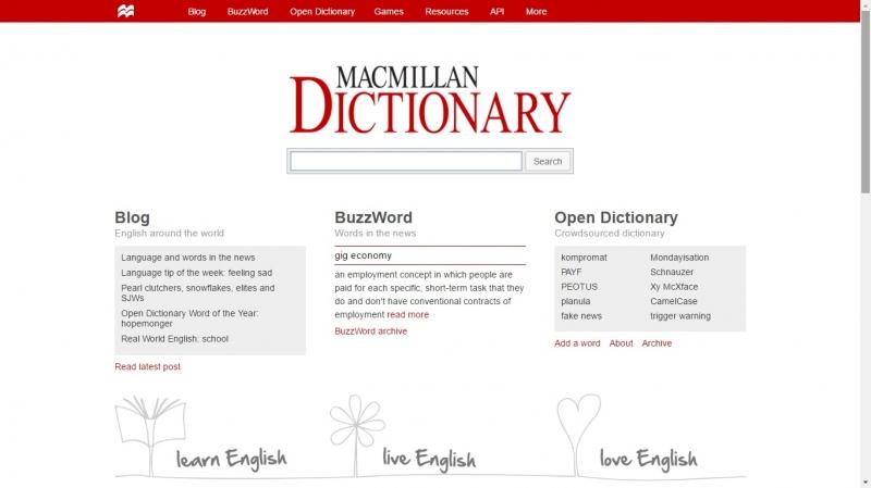 Màu trắng là màu chủ đạo cho Macmillan Dictionary