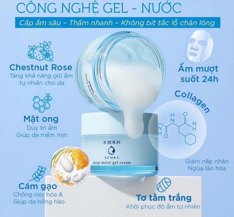 Mặt nạ ngủ cấp ẩm chuyên sâu dạng gel Senka Deep moist Gel Cream