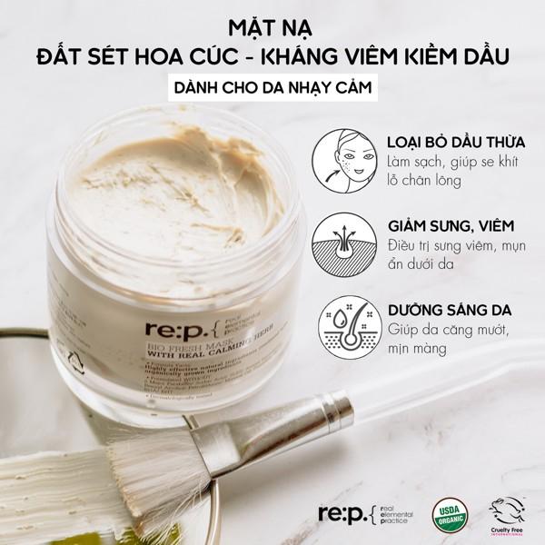 Mặt nạ đất sét hữu cơ RE:P Bio Fresh Mask With Rep Real Herbs cấp ẩm và phục hồi da