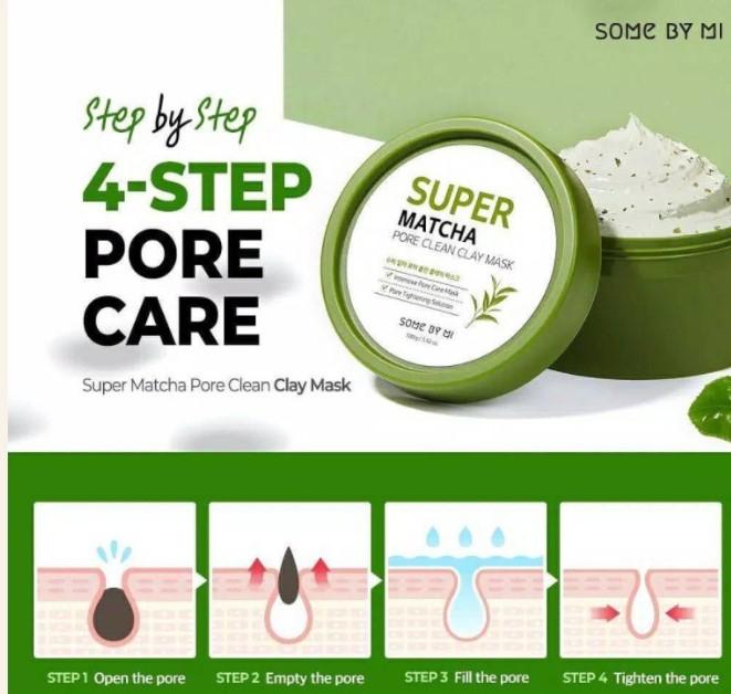 Mặt nạ đất sét trà xanh Some By Mi Super Matcha Pore Clean Clay Mask