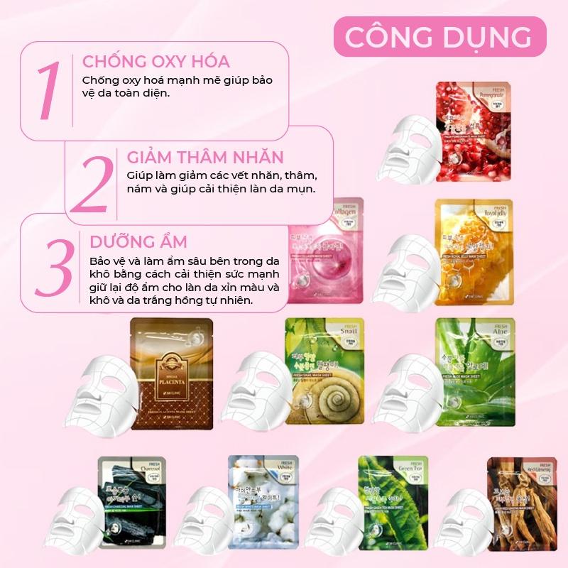 Mặt nạ giấy 3W Clinic dưỡng trắng da dưỡng ẩm chiết xuất từ thiên nhiên Hàn Quốc 23ml