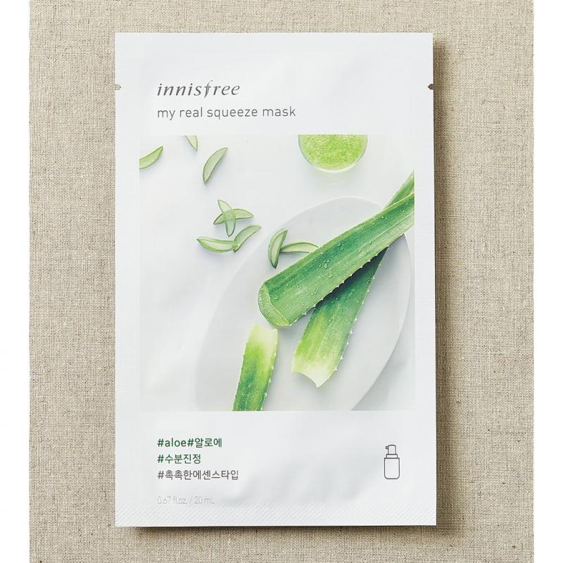 Mặt nạ giấy cấp nước & làm dịu da từ nha đam Innisfree My Real Squeeze Mask - Aloe