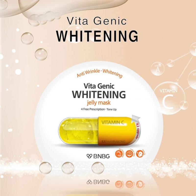 Mặt nạ giấy dưỡng da trắng sáng và làm đều màu da BNBG Vita Genic Whitening Jelly Mask (Vitamin C) 30ml x 10