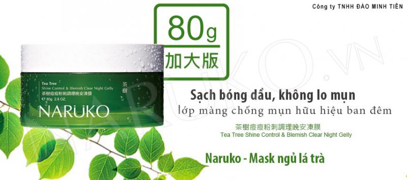 Mặt nạ ngủ kiềm dầu, kiểm soát mụn Naruko trà tràm Tea Tree Shine Control Blemish Clear Night Gelly