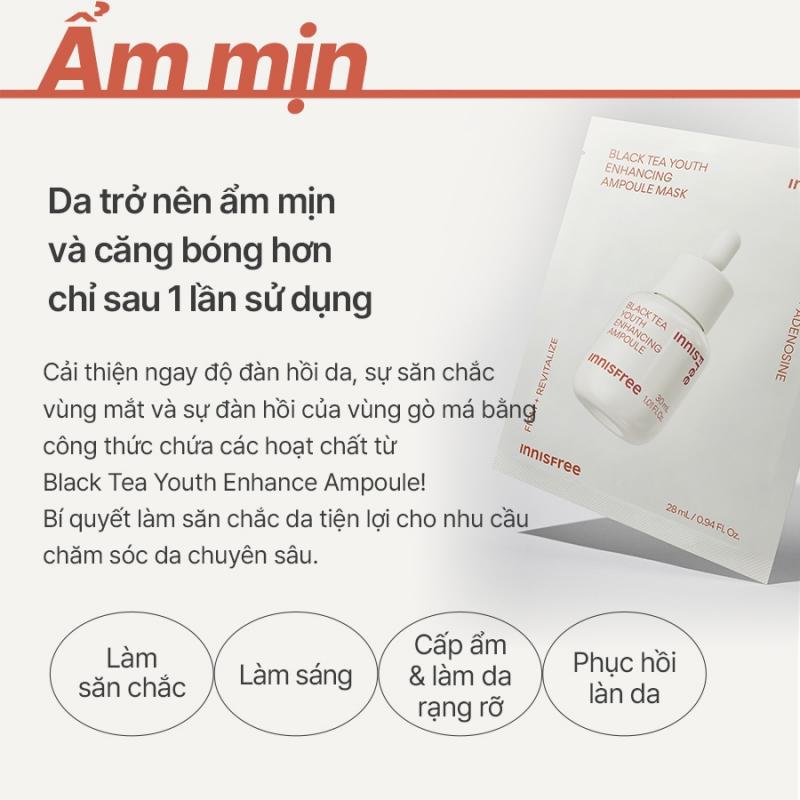 Mặt nạ phục hồi da Innisfree Black Tea Youth Enhancing Ampoule Mas