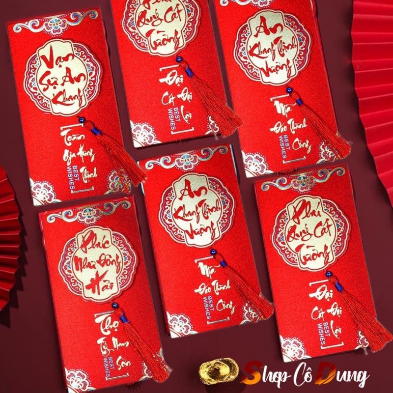 Mẫu bao lì xì với thư pháp