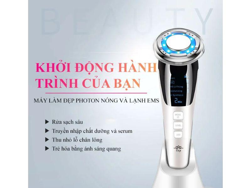 Máy điện di massage mặt làm đẹp da 5 in 1 photon nóng và lạnh EMS